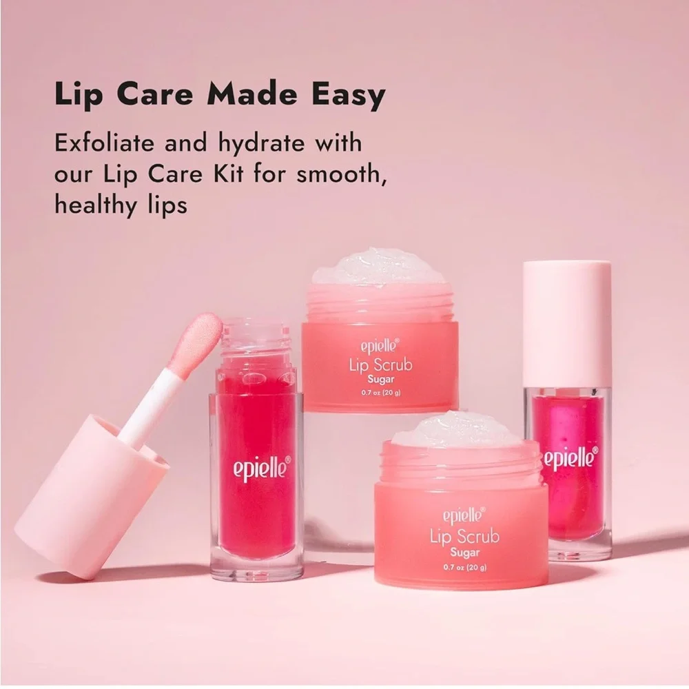 K-Beauty Epielle Lip Glow Oil Lip Sugar Scrub Cherry Lip Kit